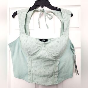 NYC Green Sleeveless Tie In The Back Top